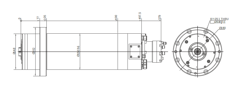 Haozhi 超级电机 — DGZX-15018/20-BBT compatible spindle reference image 2