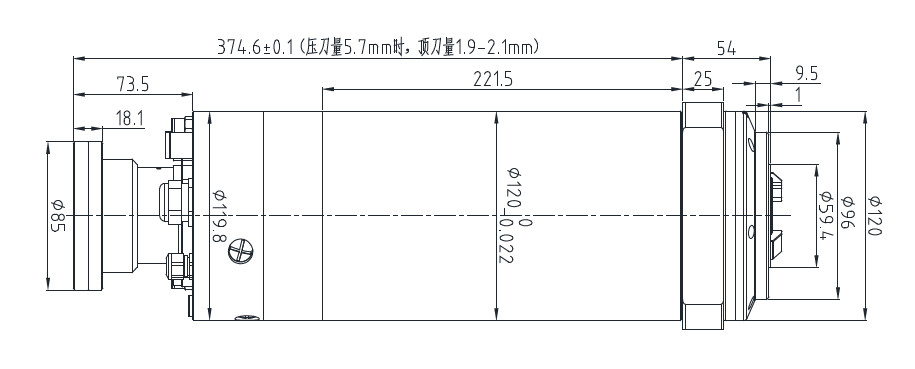Haozhi DGZX-12030/8.5E-BFEWVM compatible spindle reference image 2