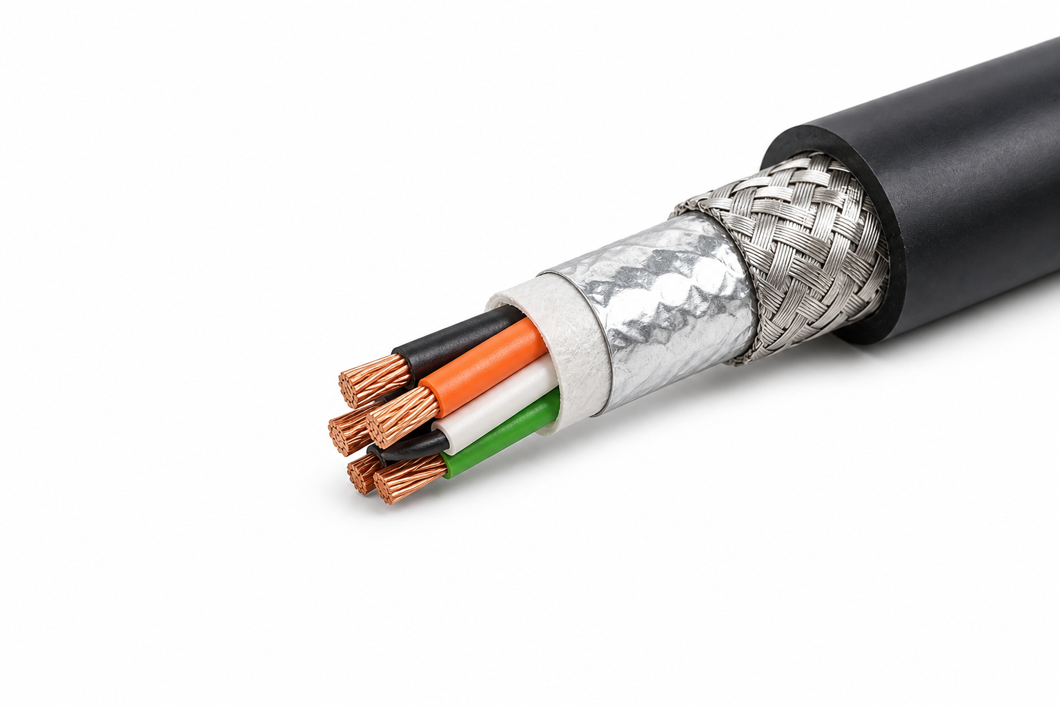 Industrial cable layer cutaway